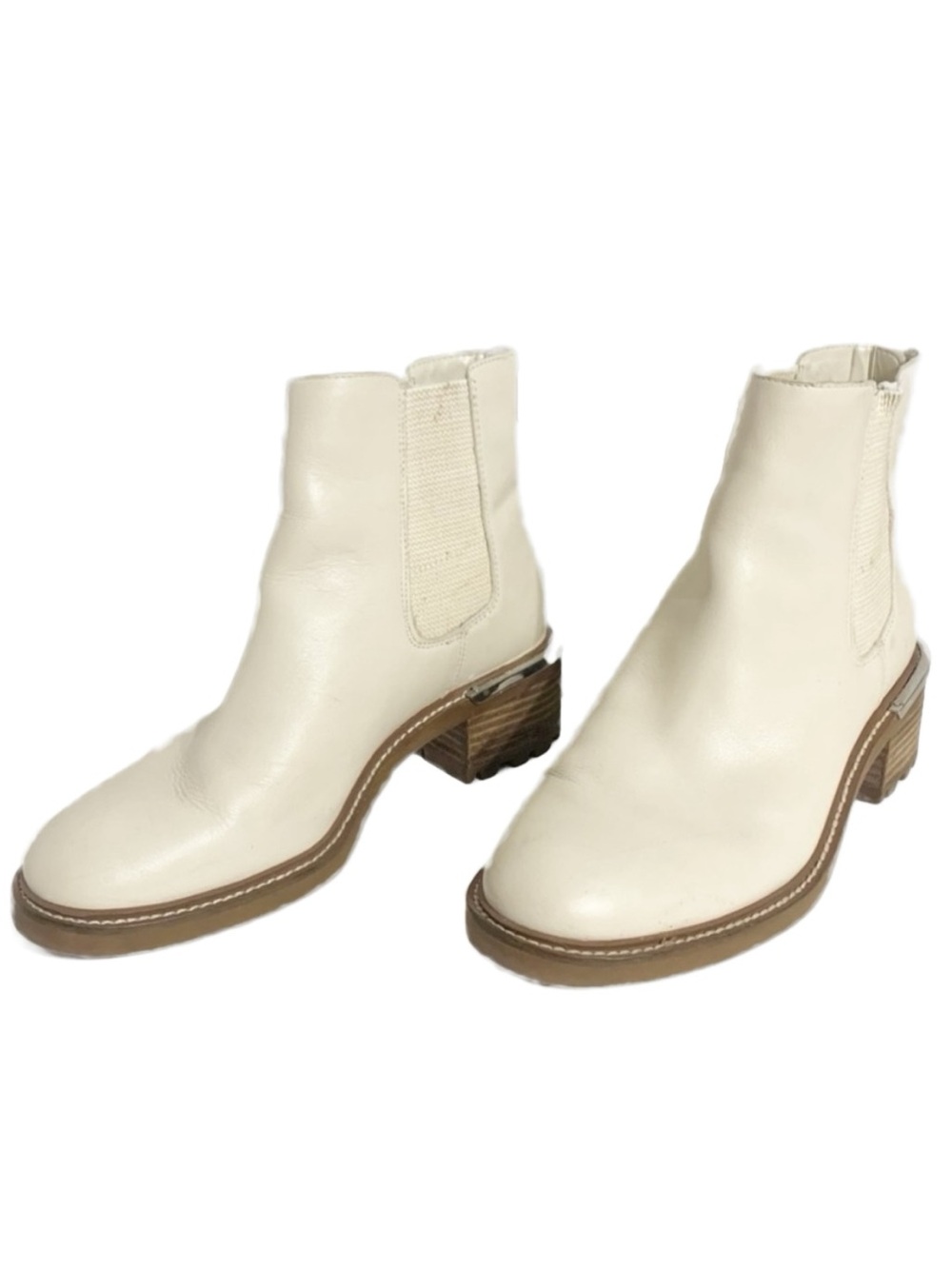 Vince Camuto Kelivena Smooth Leather Lug Sole Boot Stacked Block Wooden Heel